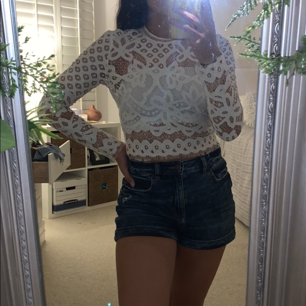 White lace see thru top!